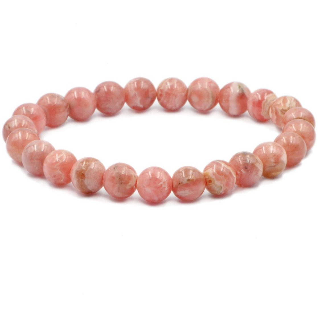 Winmaarc Argentina Rhodochrosite Natural Gemstone Round Beads Stretch Bracelet Healing Reiki 8mm