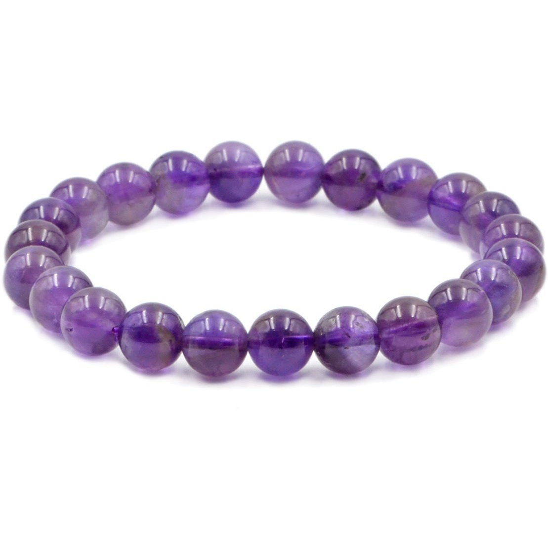 Winmaarc Amethyst Natural Gemstone Round Beads Stretch Bracelet Healing Reiki 8mm