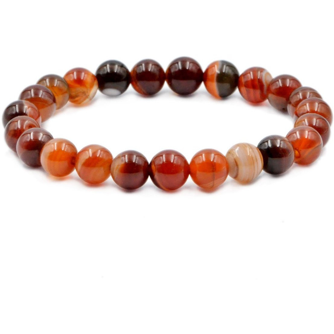 Winmaarc Red Agate Natural Gemstone Round Beads Stretch Bracelet Healing Reiki 8mm