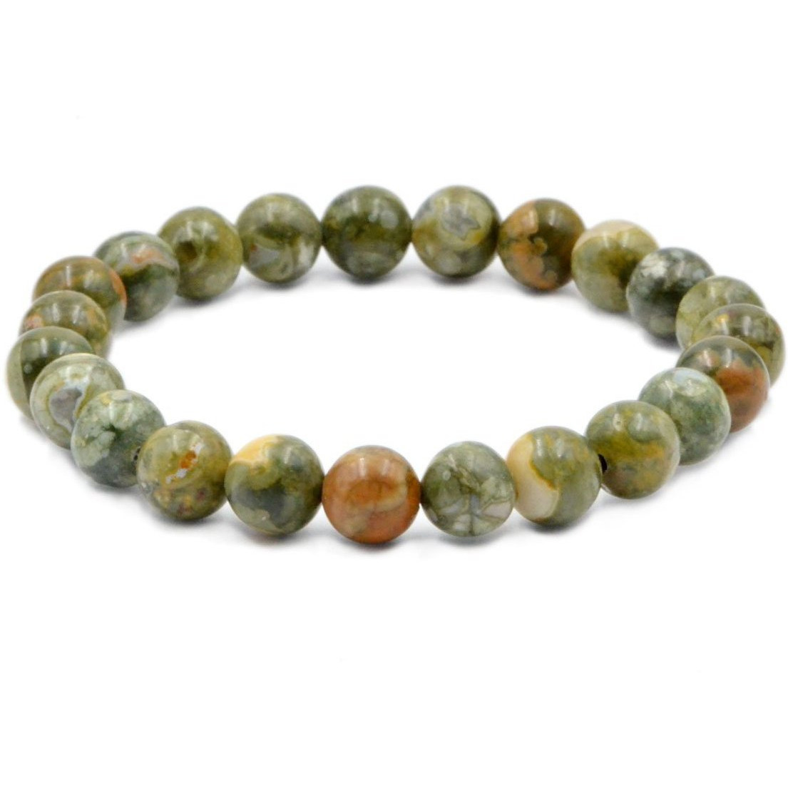 Winmaarc Rhyolite Jasper Natural Gemstone Round Beads Stretch Bracelet Healing Reiki 8mm