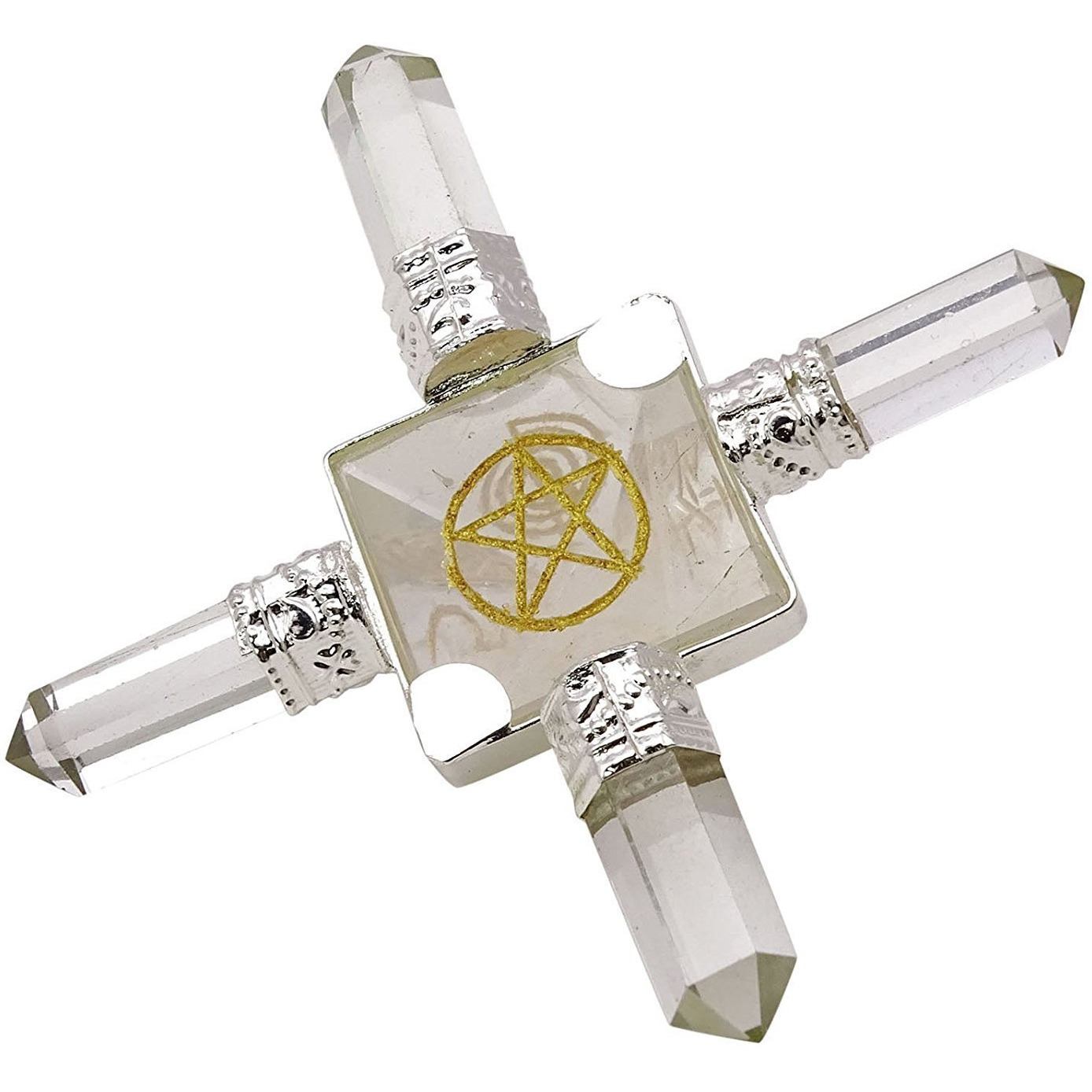 Winmaarc Reiki Healing Crystal Quartz Pyramid Chakra Balancing Therapy 4 Points Spiritual Energy Generator