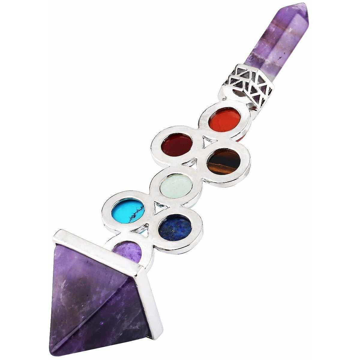 Winmaarc 7 Chakra Beads Reiki Pyramid Wand Stick Point for Balancing Energy,Meditation,Crystal Healing