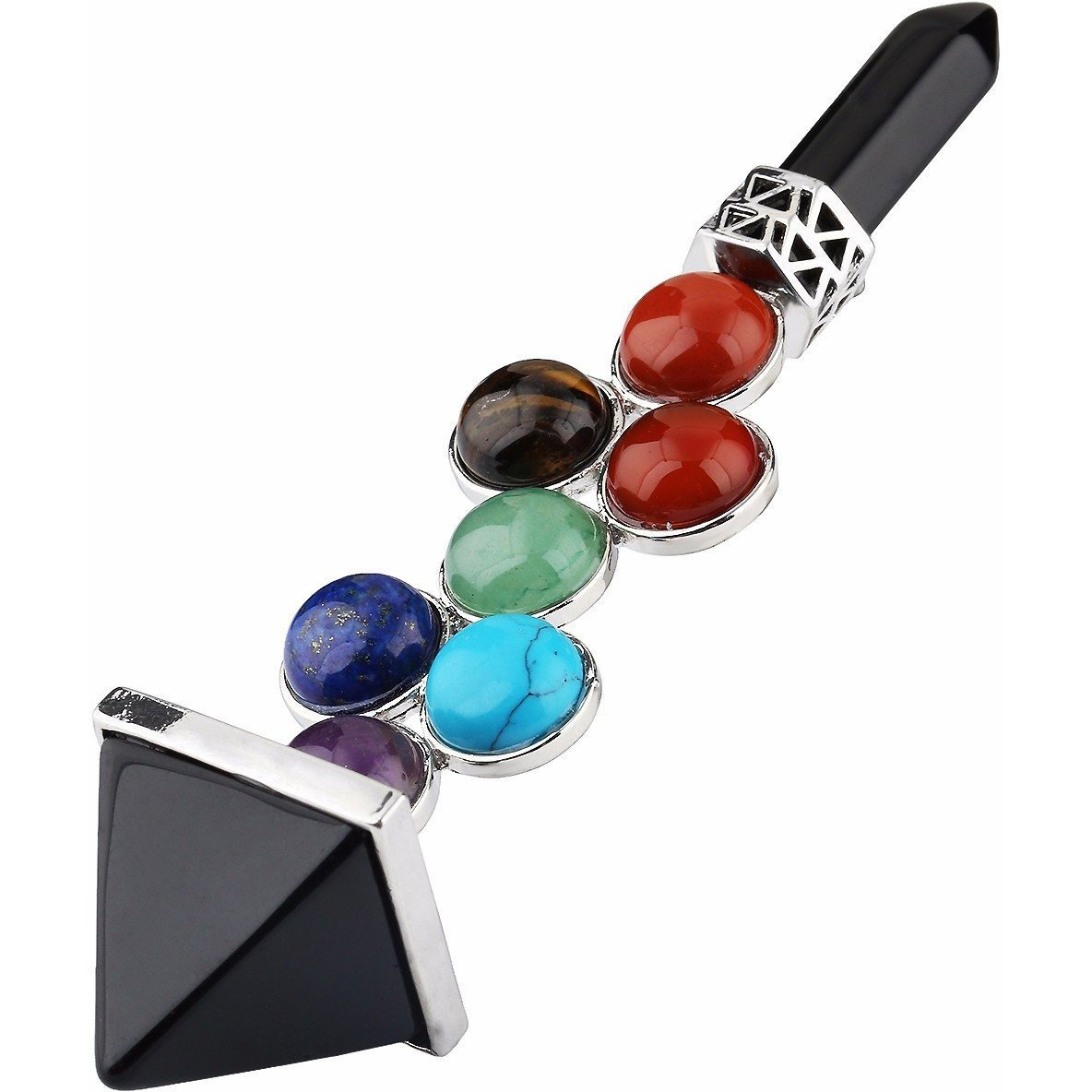 Winmaarc 7 Chakra Beads Reiki Pyramid Wand Stick Point for Balancing Energy,Meditation,Crystal Healing
