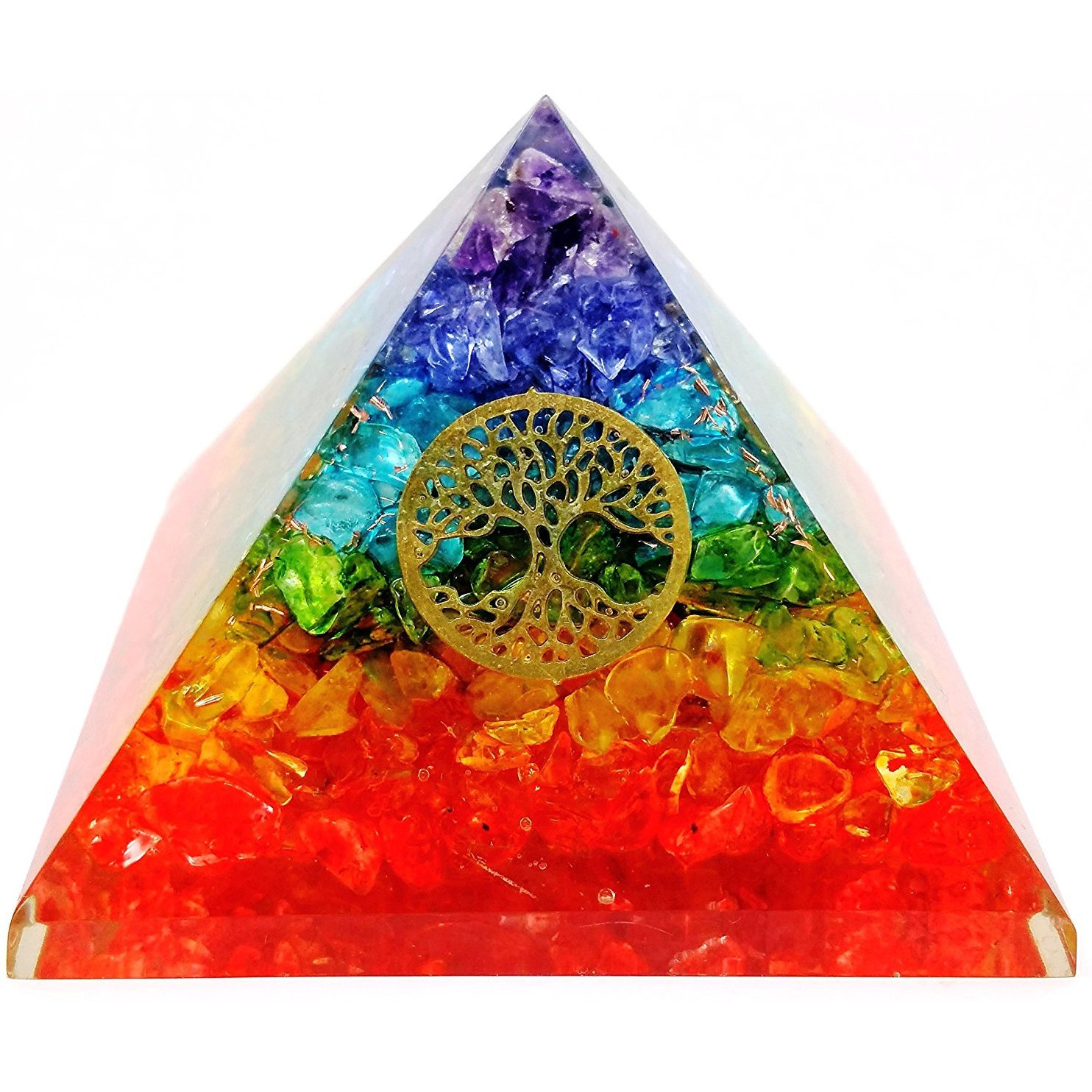 Winmaarc 7 Chakra Crystal Tree of Life Orgone Pyramid Kit With 4 Crystal Quartz Energy Points Energy Generator