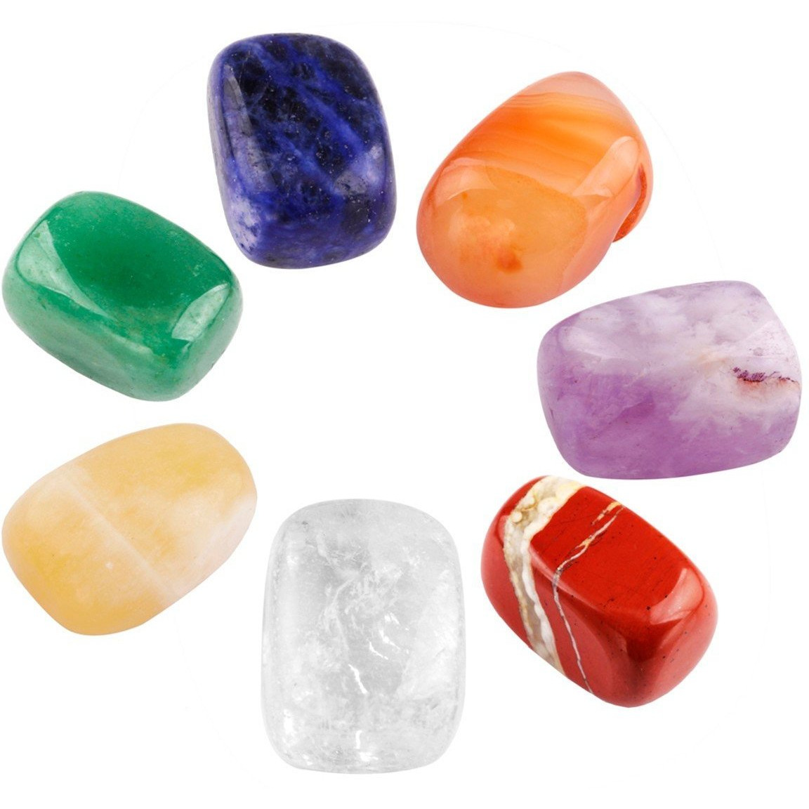 Winmaarc Healing Crystal 7 pcs Mixed 7 Chakra Stones Palm Stone Reiki Balancing