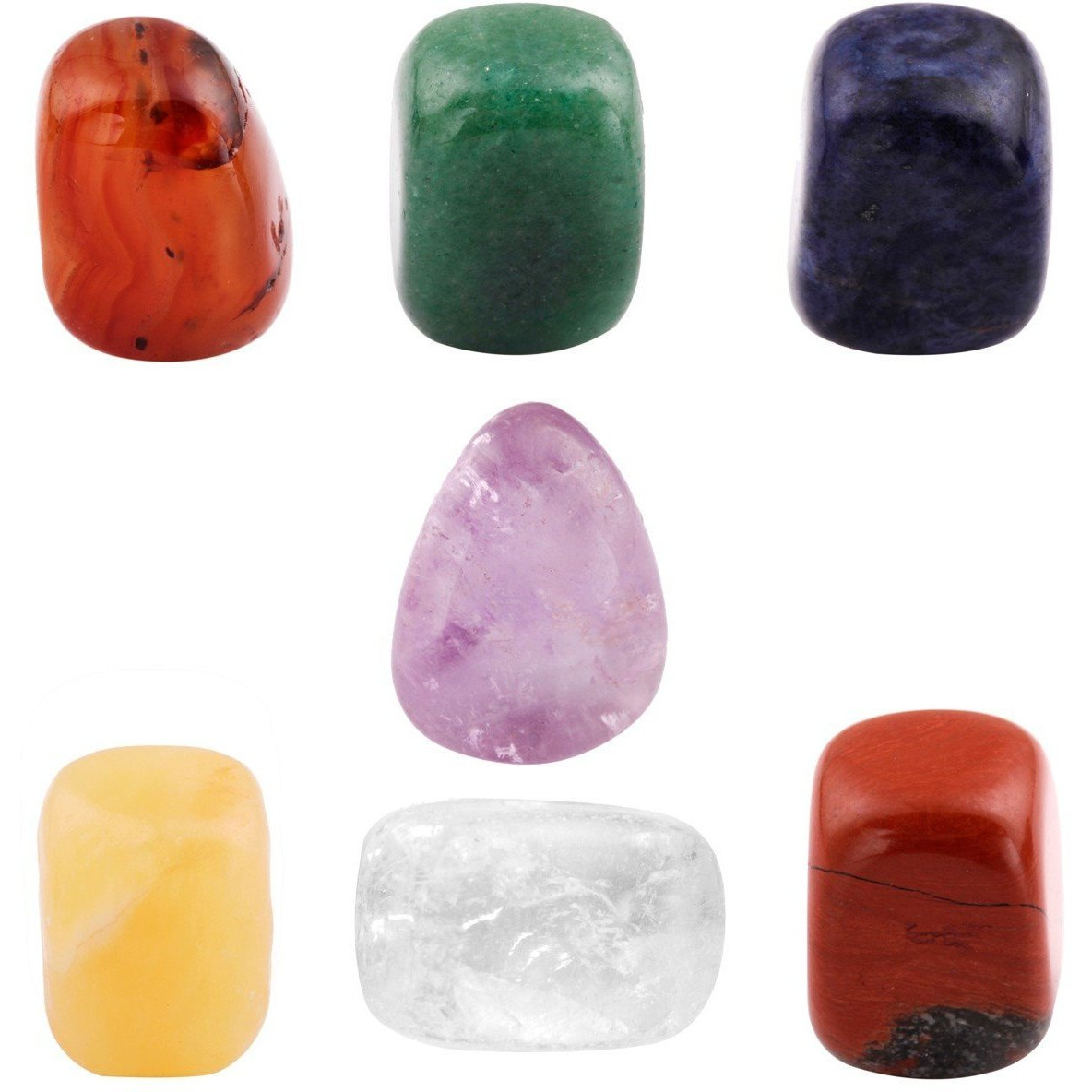Winmaarc Healing Crystal 7 pcs Mixed 7 Chakra Stones Palm Stone Reiki Balancing