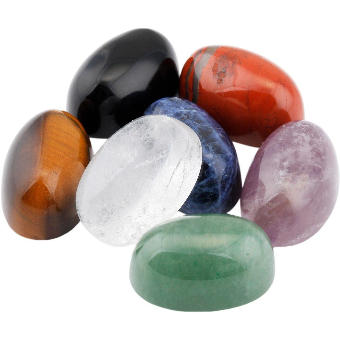 Winmaarc Healing Crystal 7 pcs Mixed 7 Chakra Stones Palm Stone Reiki Balancing