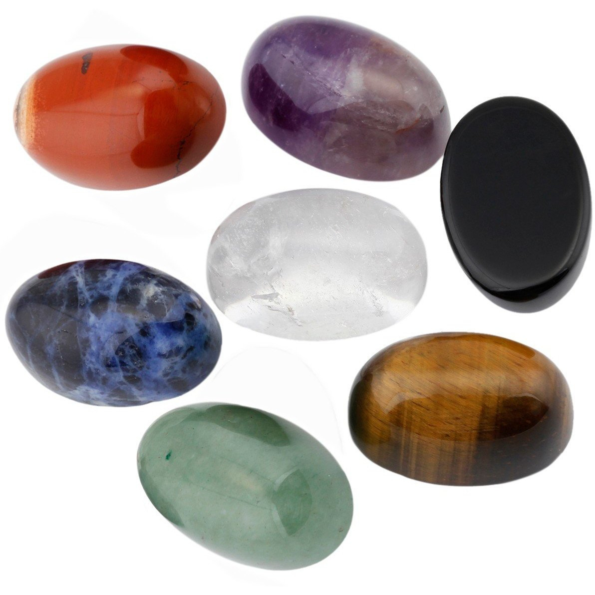 Winmaarc Healing Crystal 7 pcs Mixed 7 Chakra Stones Palm Stone Reiki Balancing