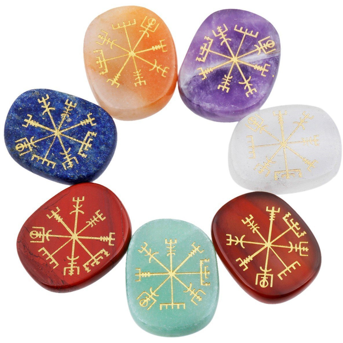Winmaarc Healing Crystal 7 pcs Mixed 7 Chakra Stones Palm Stone Reiki Balancing
