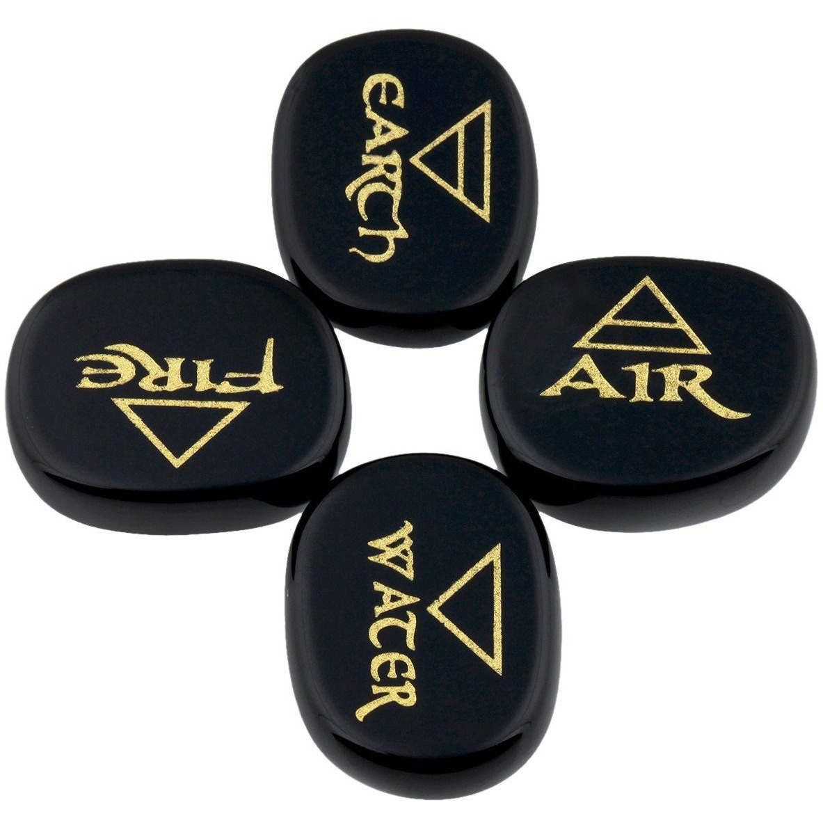 Winmaarc Healing Crystal 4 pcs Engraved Triangle Symbol Stones Palm Stones Reiki Balancing