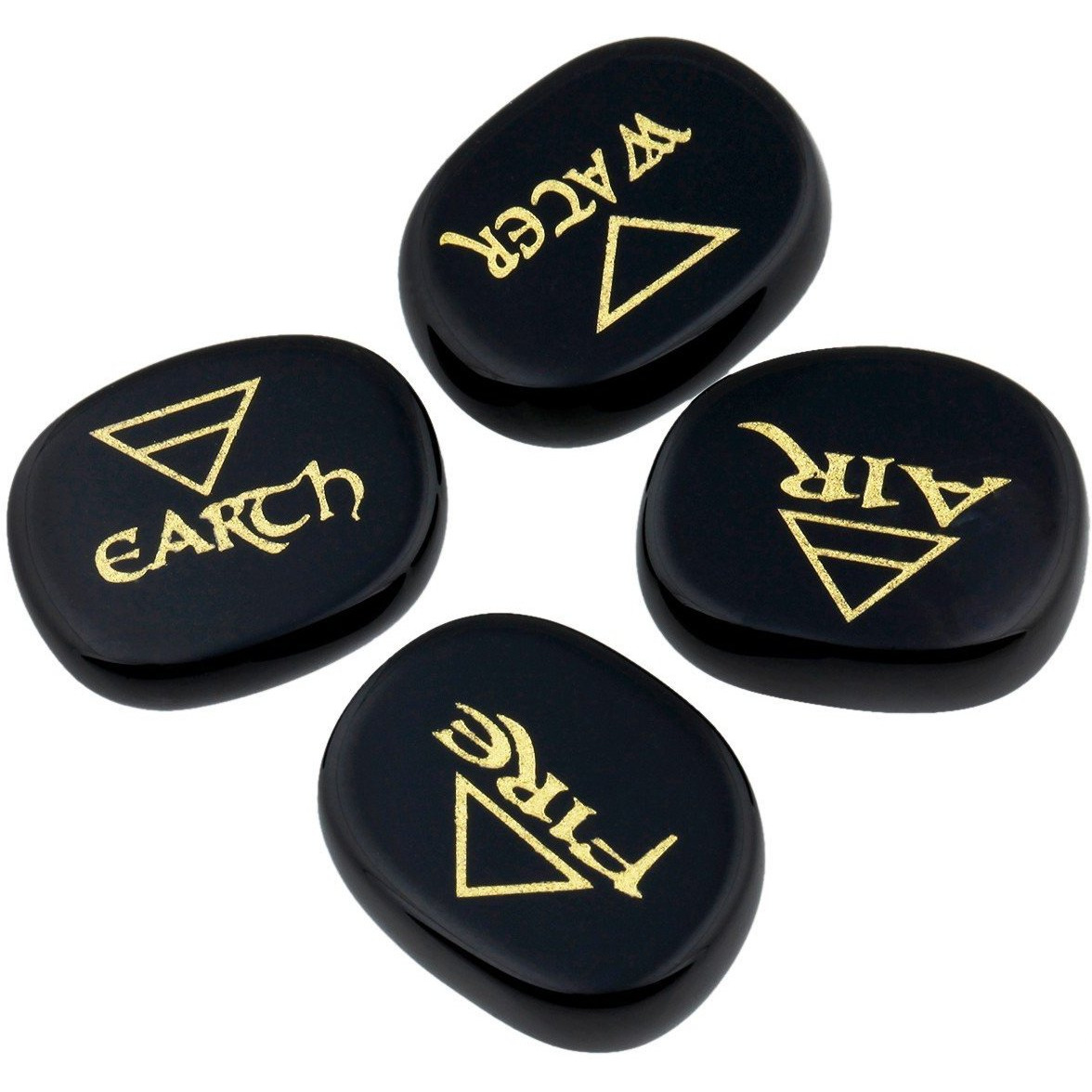 Winmaarc Healing Crystal 4 pcs Engraved Triangle Symbol Stones Palm Stones Reiki Balancing