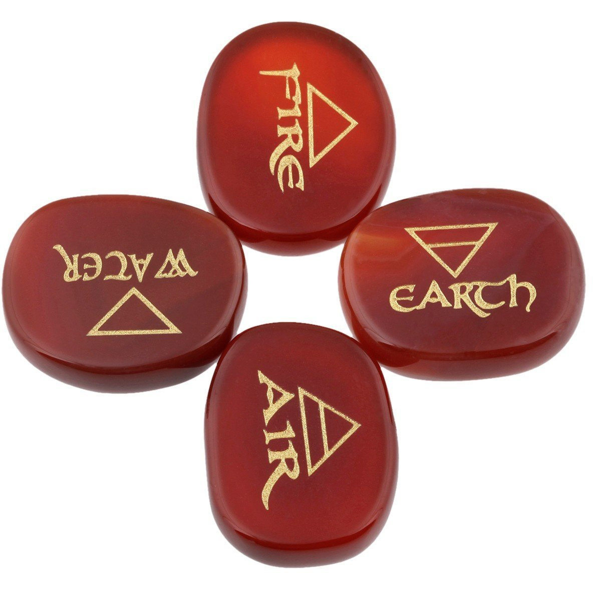 Winmaarc Healing Crystal 4 pcs Engraved Triangle Symbol Stones Palm Stones Reiki Balancing
