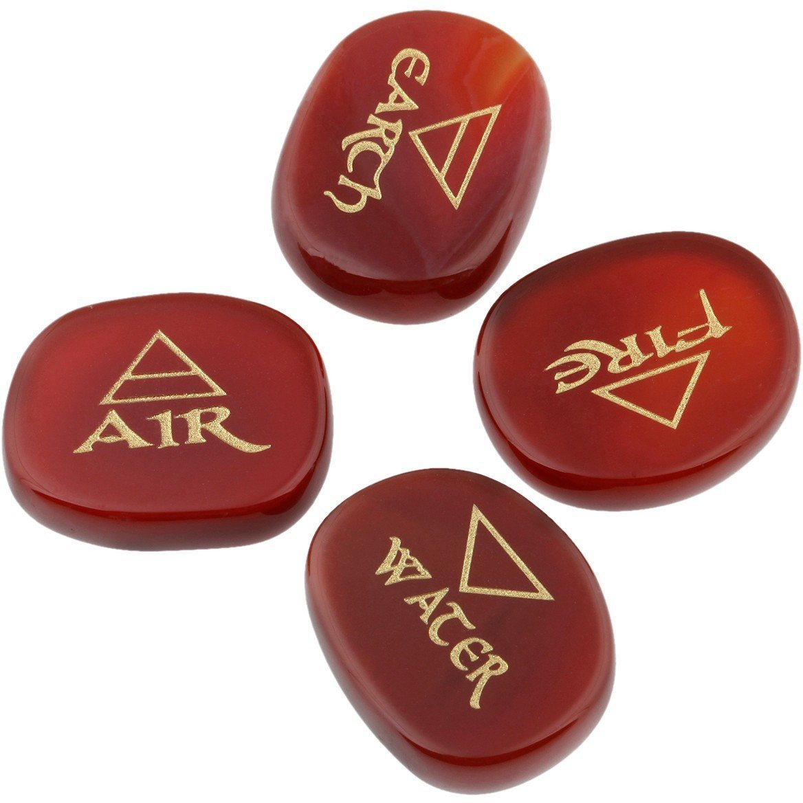 Winmaarc Healing Crystal 4 pcs Engraved Triangle Symbol Stones Palm Stones Reiki Balancing