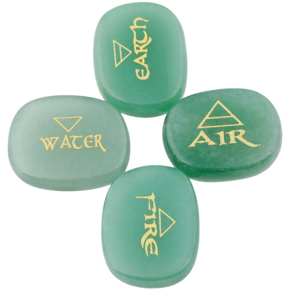 Winmaarc Healing Crystal 4 pcs Engraved Triangle Symbol Stones Palm Stones Reiki Balancing