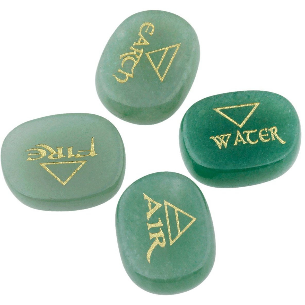 Winmaarc Healing Crystal 4 pcs Engraved Triangle Symbol Stones Palm Stones Reiki Balancing