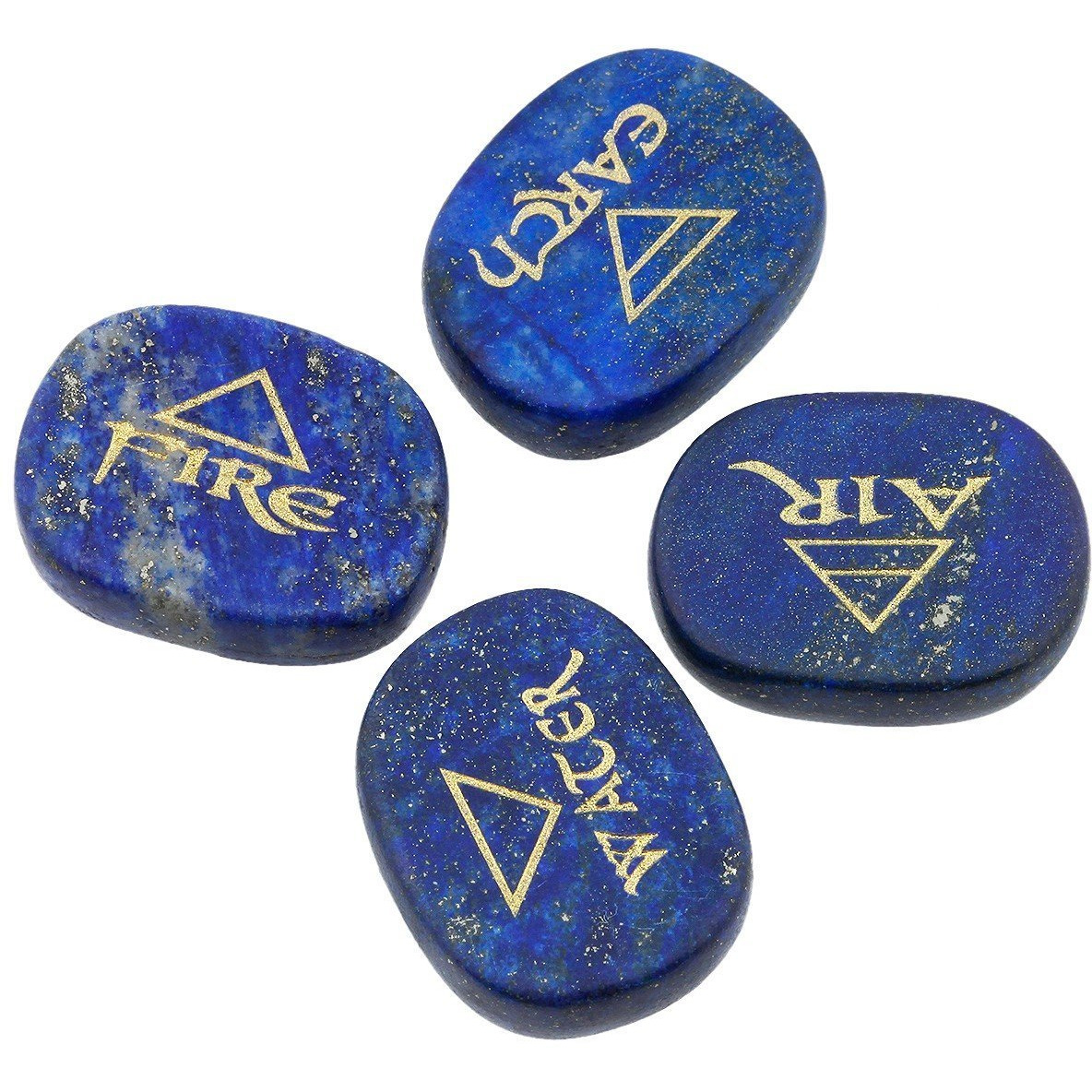 Winmaarc Healing Crystal 4 pcs Engraved Triangle Symbol Stones Palm Stones Reiki Balancing