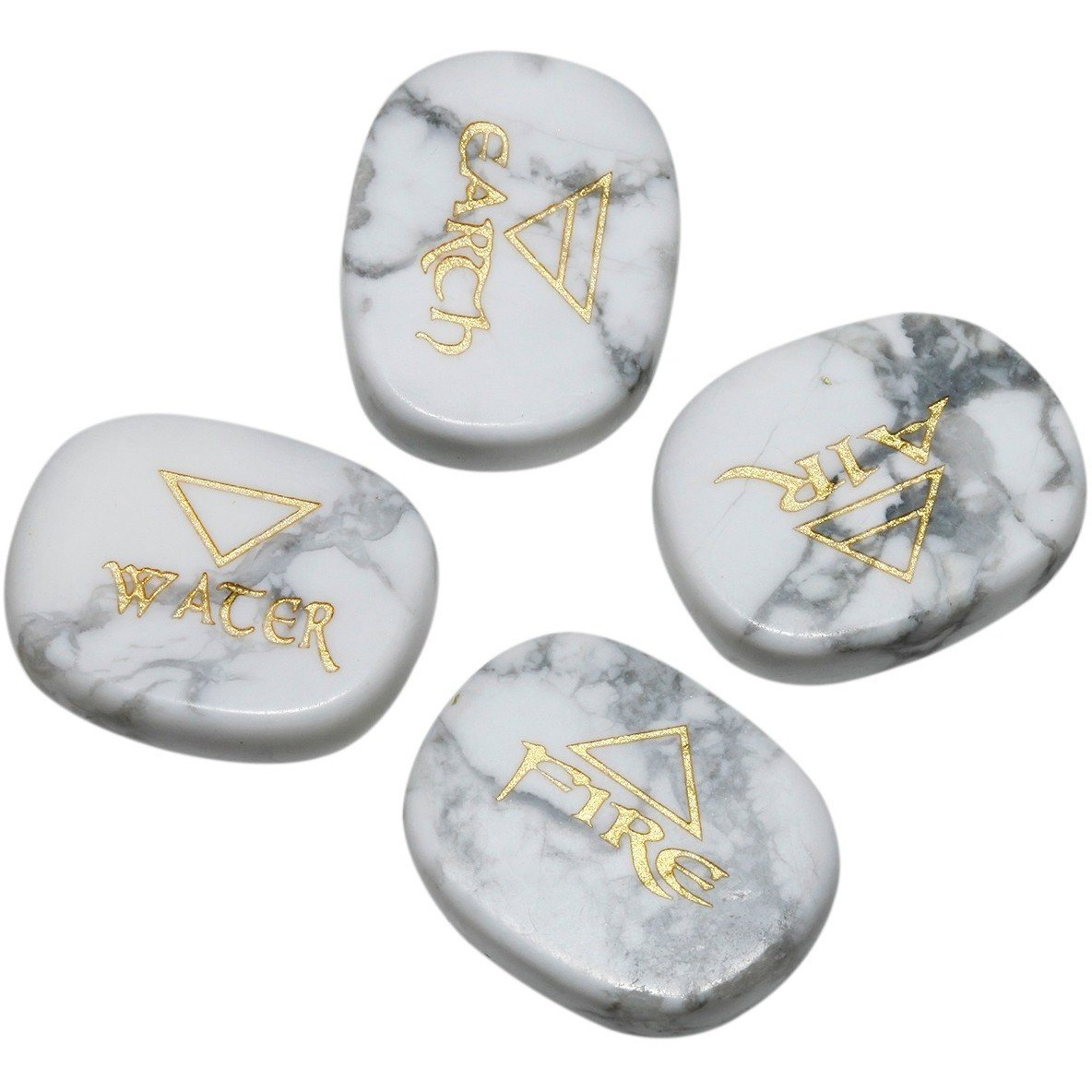Winmaarc Healing Crystal 4 pcs Engraved Triangle Symbol Stones Palm Stones Reiki Balancing