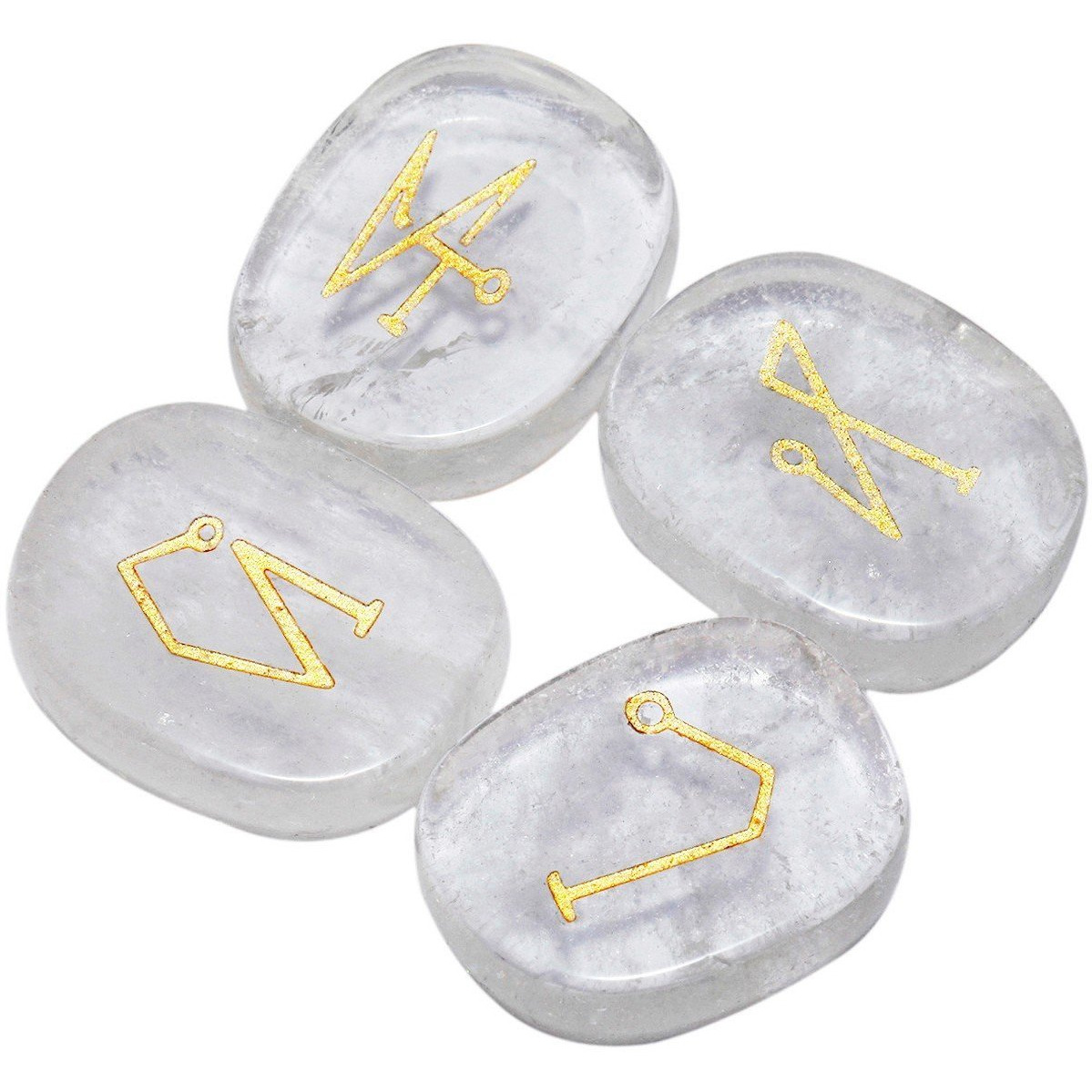Winmaarc Healing Crystal 4 pcs Engraved Angel Symbol Palm Stones Reiki Balancing