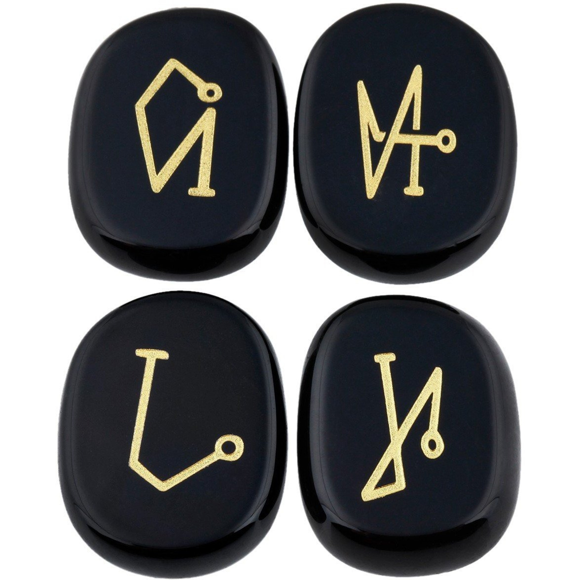 Winmaarc Healing Crystal 4 pcs Engraved Angel Symbol Palm Stones Reiki Balancing