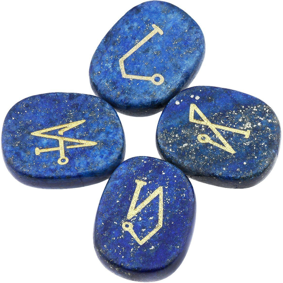 Winmaarc Healing Crystal 4 pcs Engraved Angel Symbol Palm Stones Reiki Balancing