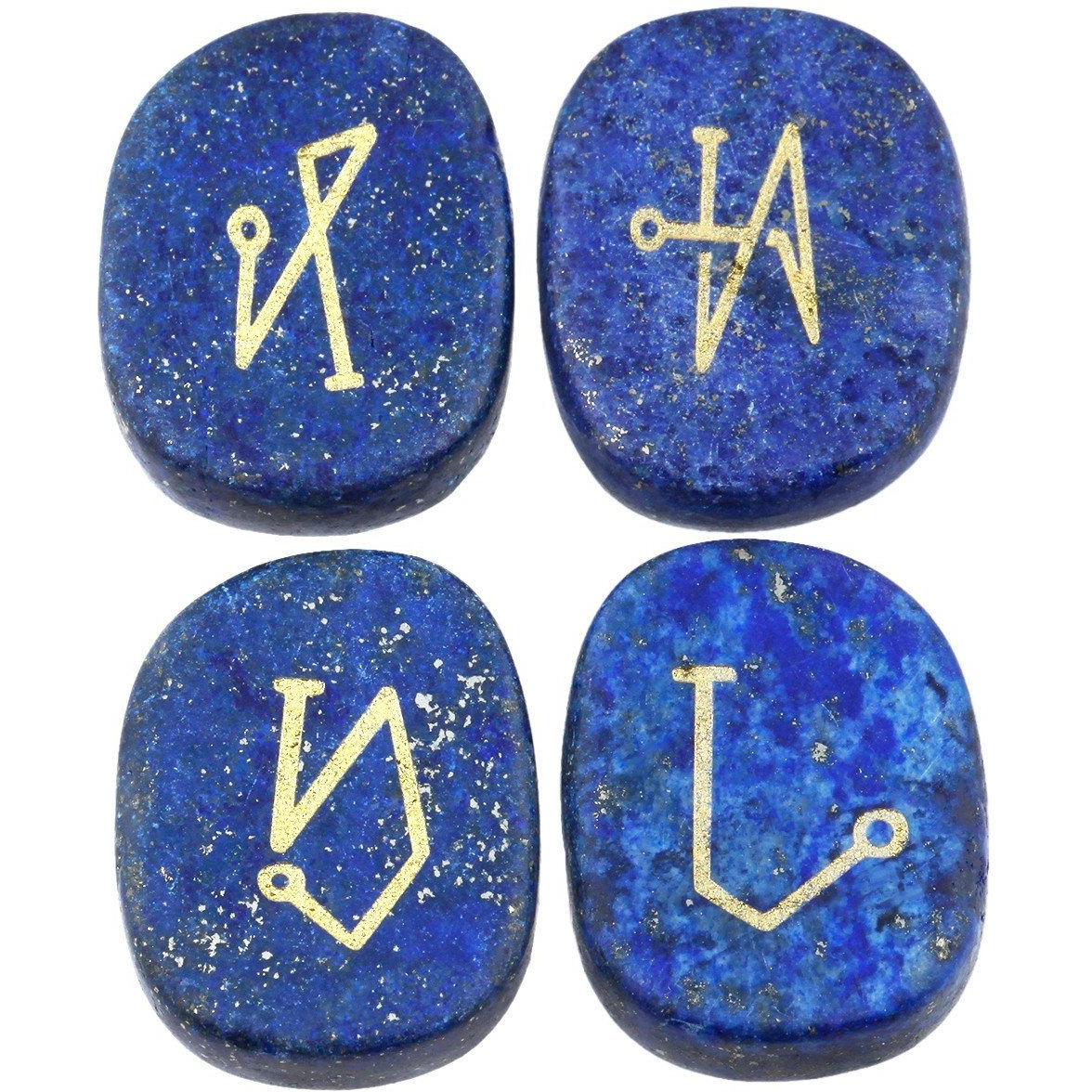Winmaarc Healing Crystal 4 pcs Engraved Angel Symbol Palm Stones Reiki Balancing