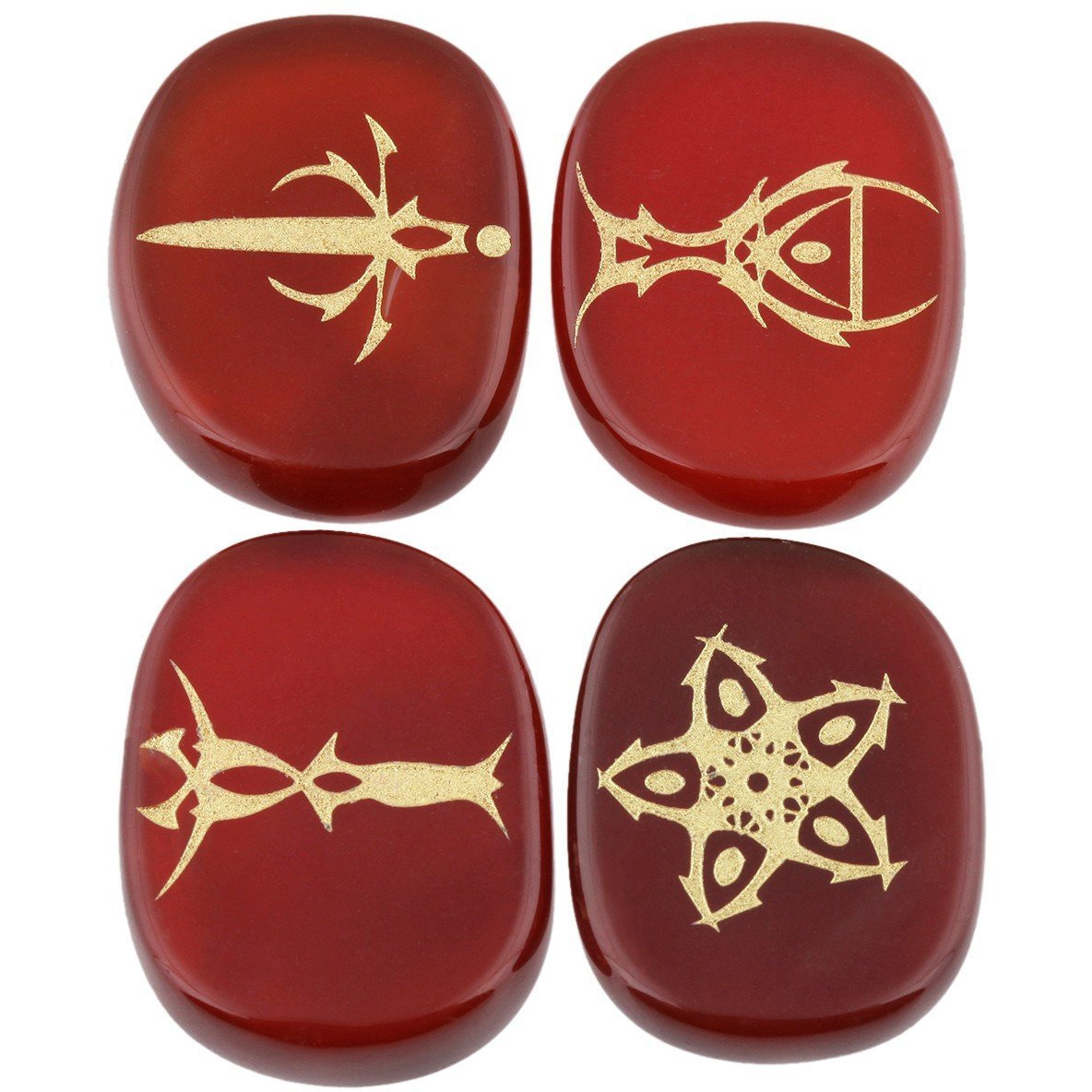 Winmaarc Healing Crystal 4 pcs Engraved Tarot Symbol Palm Stones Reiki Balancing