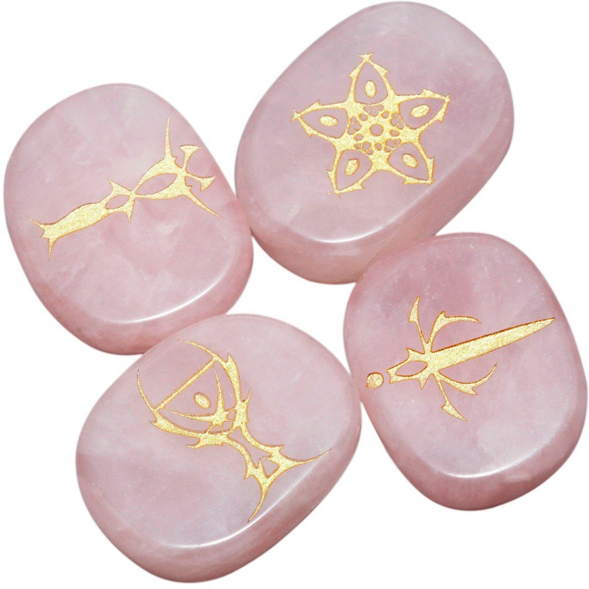 Winmaarc Healing Crystal 4 pcs Engraved Tarot Symbol Palm Stones Reiki Balancing