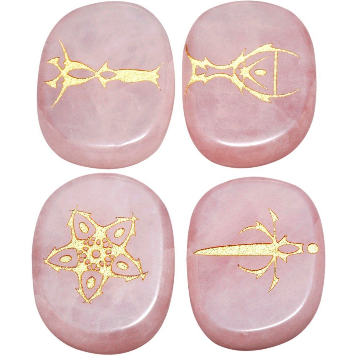 Winmaarc Healing Crystal 4 pcs Engraved Tarot Symbol Palm Stones Reiki Balancing