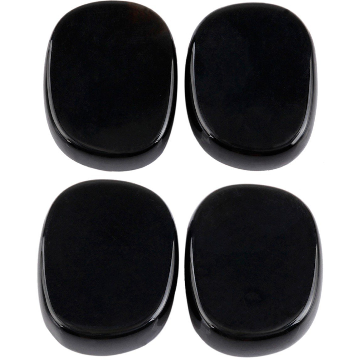 Winmaarc Healing Crystal Black Agate 4 pcs Engraved Chakra Stones Palm Stone Reiki Balancing
