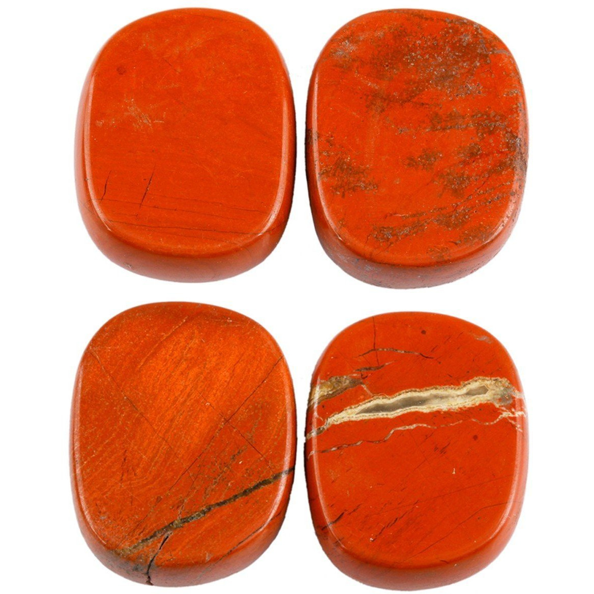 Winmaarc Healing Crystal Red Jasper 4 pcs Engraved Chakra Stones Palm Stone Reiki Balancing