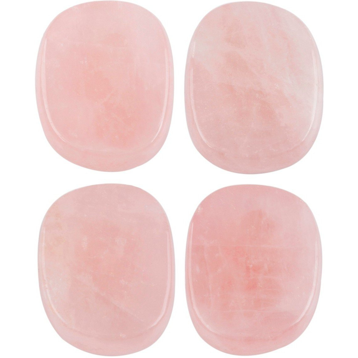Winmaarc Healing Crystal Rose Quartz 4 pcs Engraved Chakra Stones Palm Stone Reiki Balancing