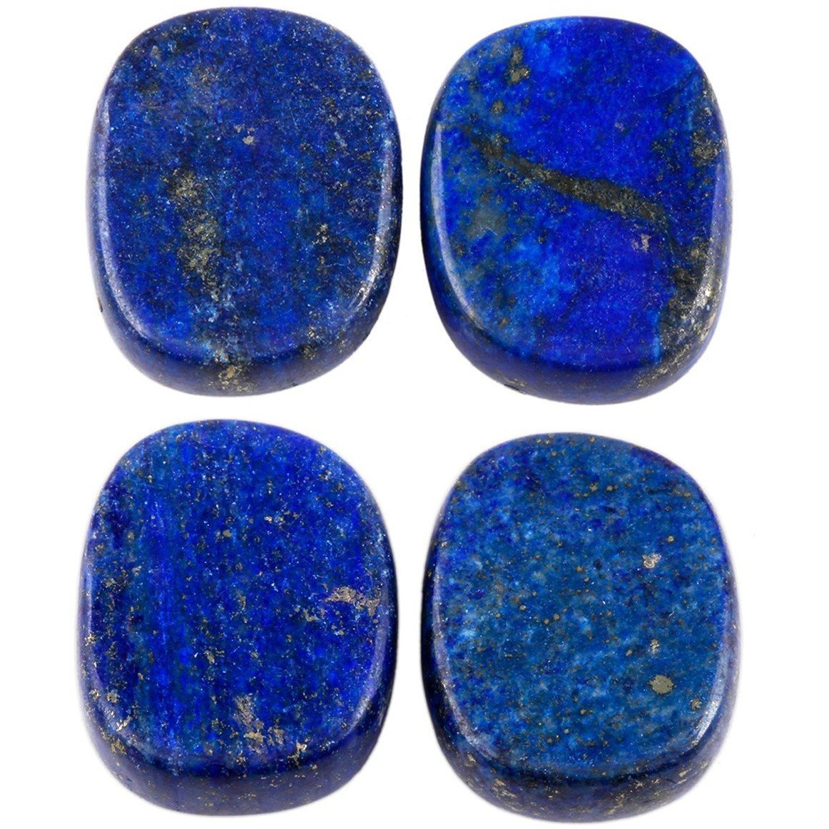 Winmaarc Healing Crystal Lapis Lazuli 4 pcs Engraved Chakra Stones Palm Stone Reiki Balancing