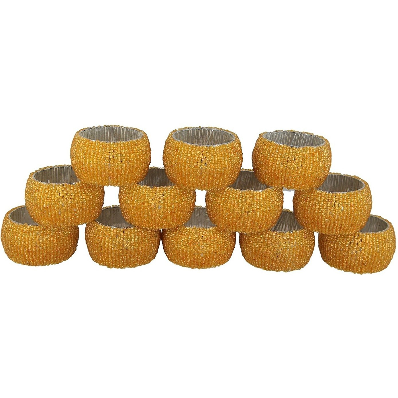 Winmaarc Handmade Beaded Napkin Rings Set Beaded Napkin Holders - 1.5 Inch Set of 4
