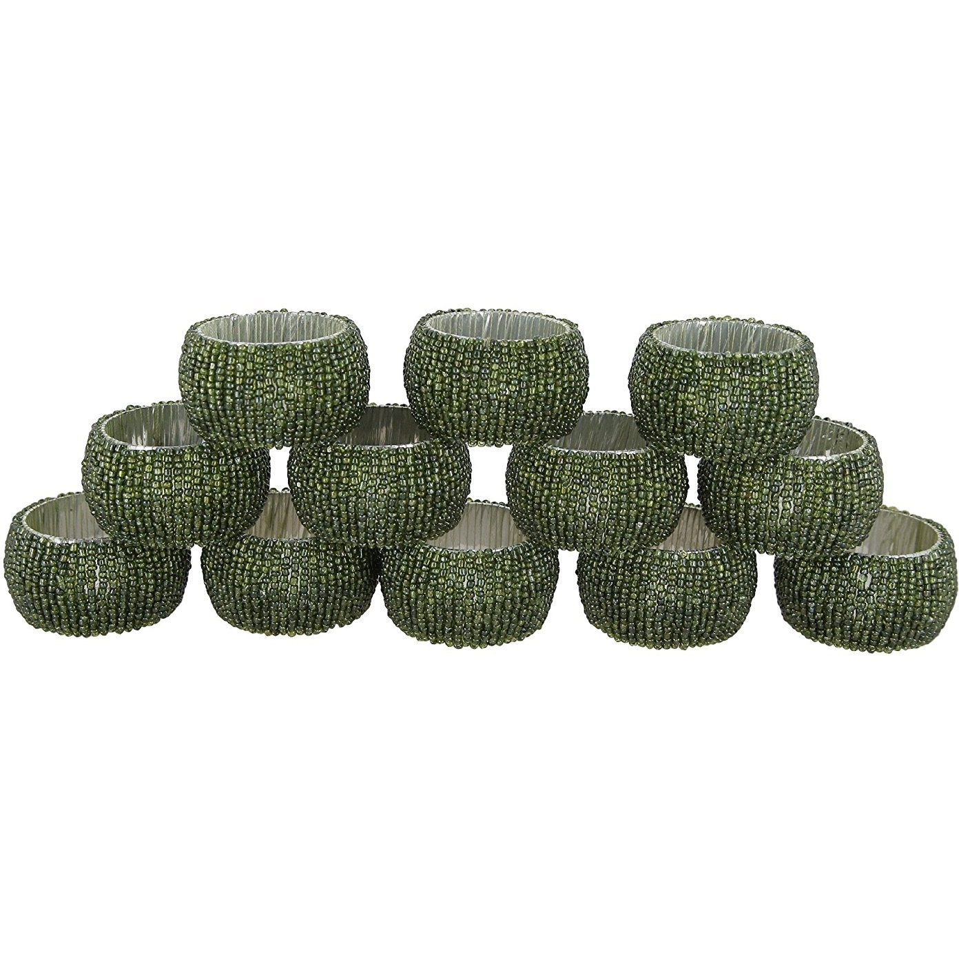 Winmaarc Handmade Beaded Napkin Rings Set Beaded Napkin Holders - 1.5 Inch Set of 4