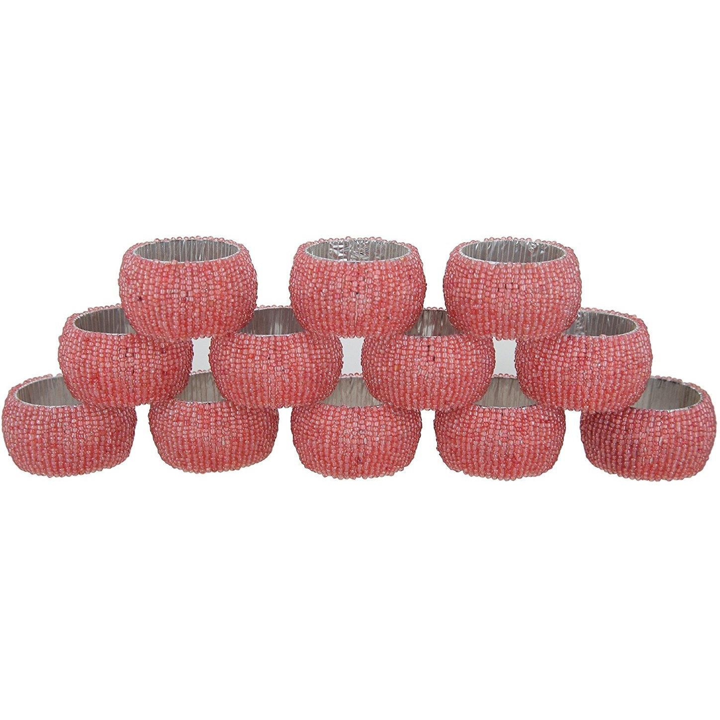 Winmaarc Handmade Beaded Napkin Rings Set Beaded Napkin Holders - 1.5 Inch Set of 4