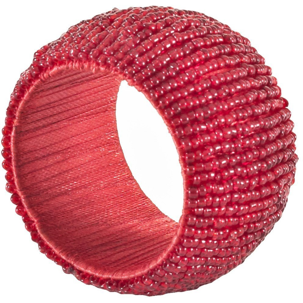 Winmaarc Handmade Beaded Napkin Rings Set Beaded Napkin Holders - 1.5 Inch Set of 4