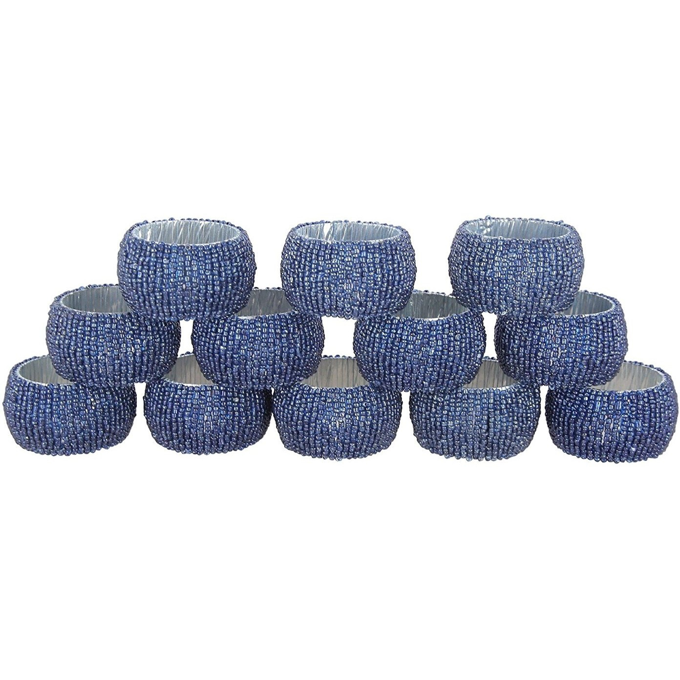 Winmaarc Handmade Beaded Napkin Rings Set Beaded Napkin Holders - 1.5 Inch Set of 6