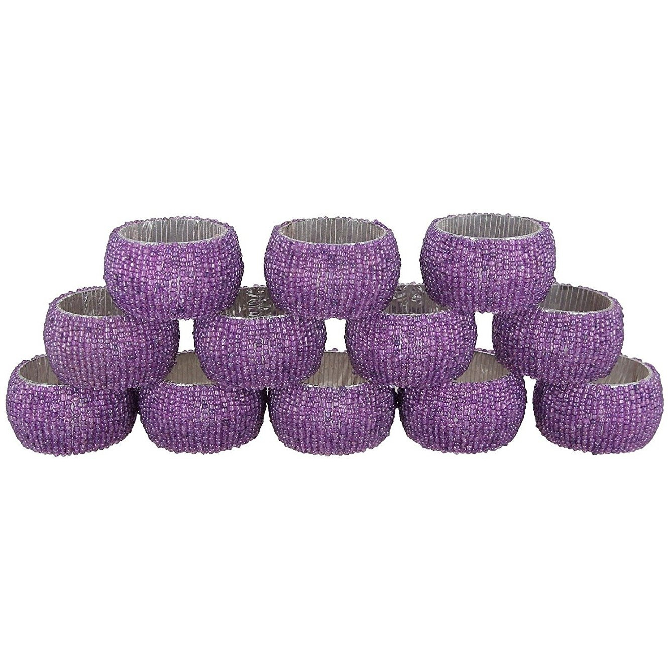 Winmaarc Handmade Beaded Napkin Rings Set Beaded Napkin Holders - 1.5 Inch Set of 6