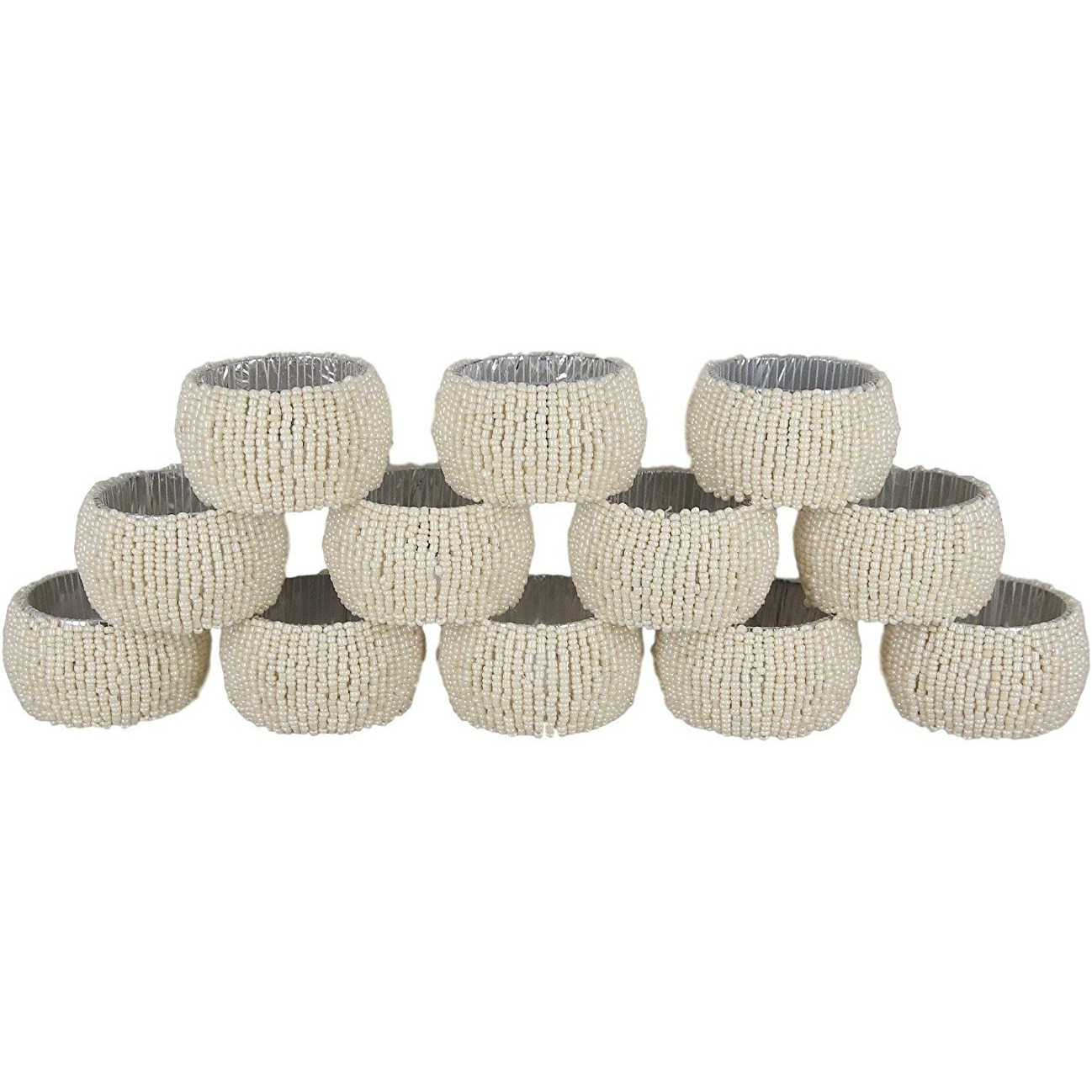 Winmaarc Handmade Beaded Napkin Rings Set Beaded Napkin Holders - 1.5 Inch Set of 12