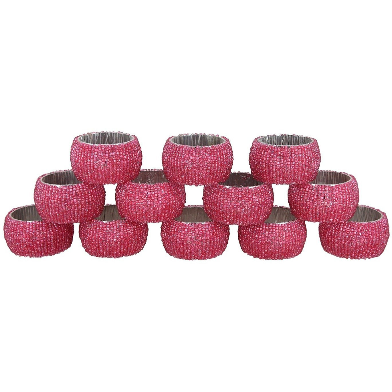 Winmaarc Handmade Beaded Napkin Rings Set Beaded Napkin Holders - 1.5 Inch Set of 12