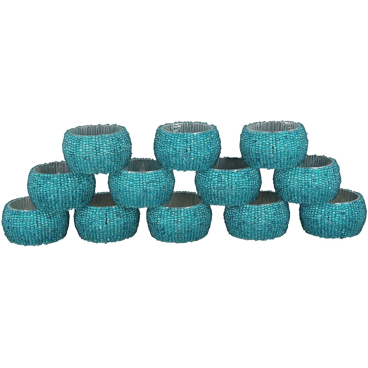 Winmaarc Handmade Beaded Napkin Rings Set Beaded Napkin Holders - 1.5 Inch Set of 12