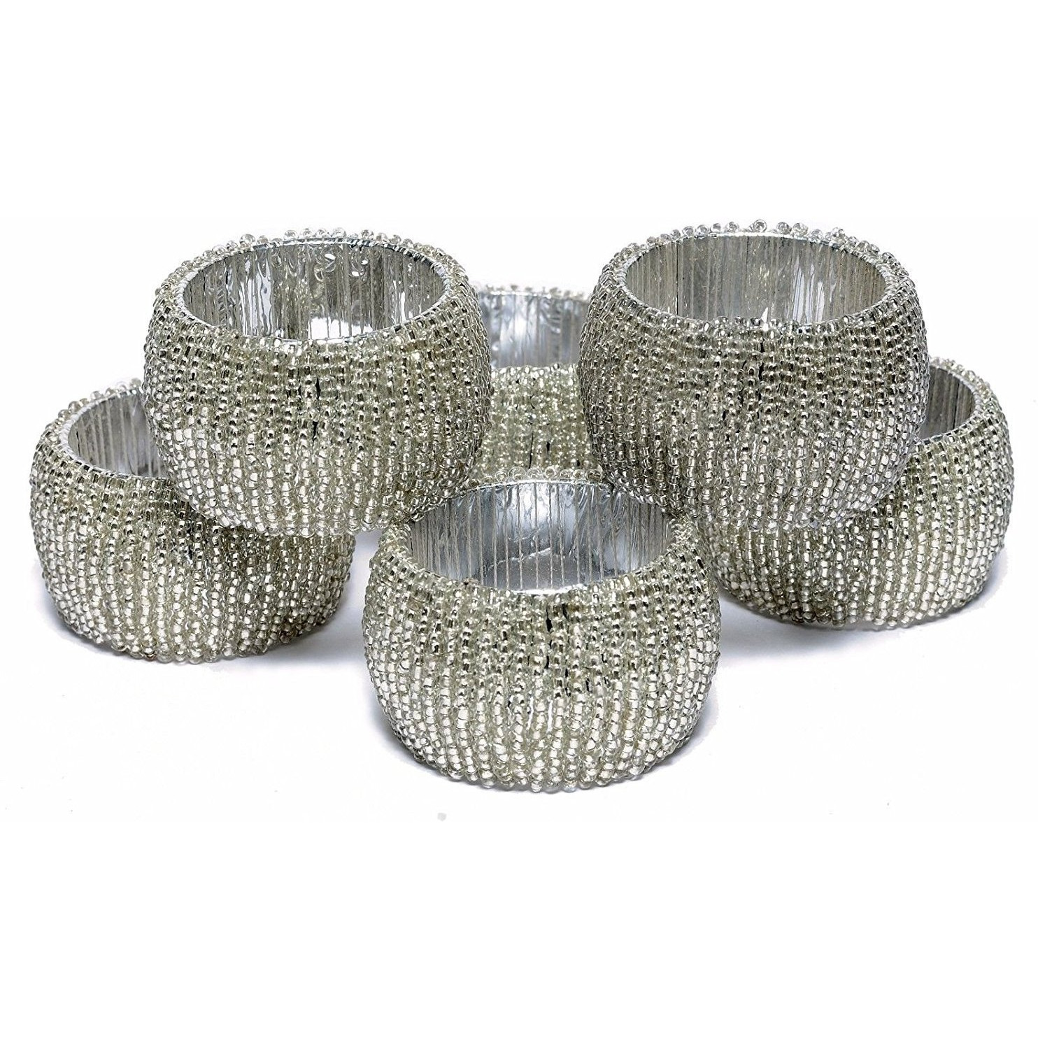 Winmaarc Handmade Beaded Napkin Rings Set Beaded Napkin Holders - 1.5 Inch Set of 12