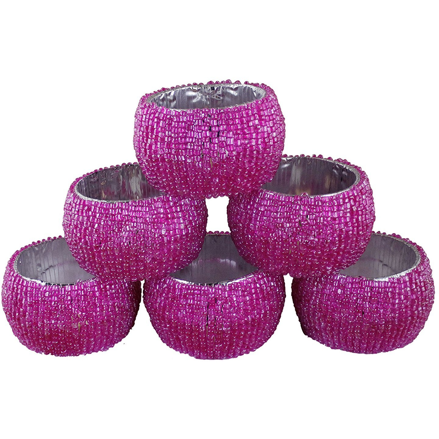 Winmaarc Handmade Beaded Napkin Rings Set Beaded Napkin Holders - 1.5 Inch Set of 12
