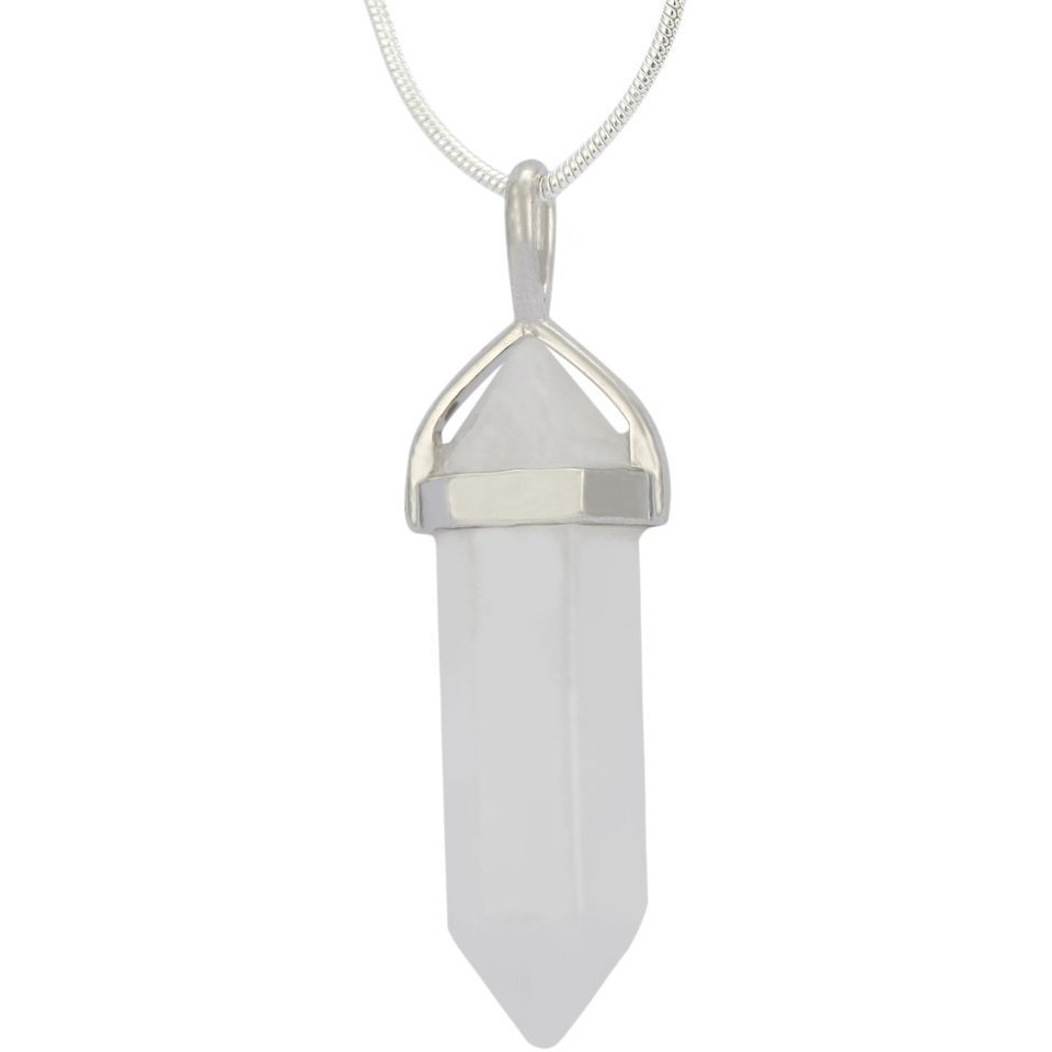 Winmaarc Natural Healing Reiki Point Chakra Cut Gemstone Pendant Necklace Gift Rock Crystal