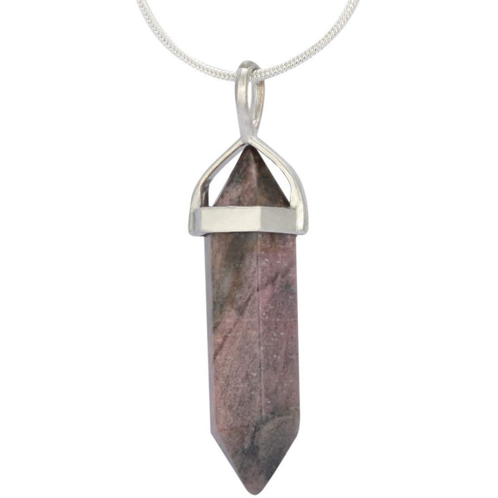 Winmaarc Natural Healing Reiki Point Chakra Cut Gemstone Pendant Necklace Gift Rhodochrosite