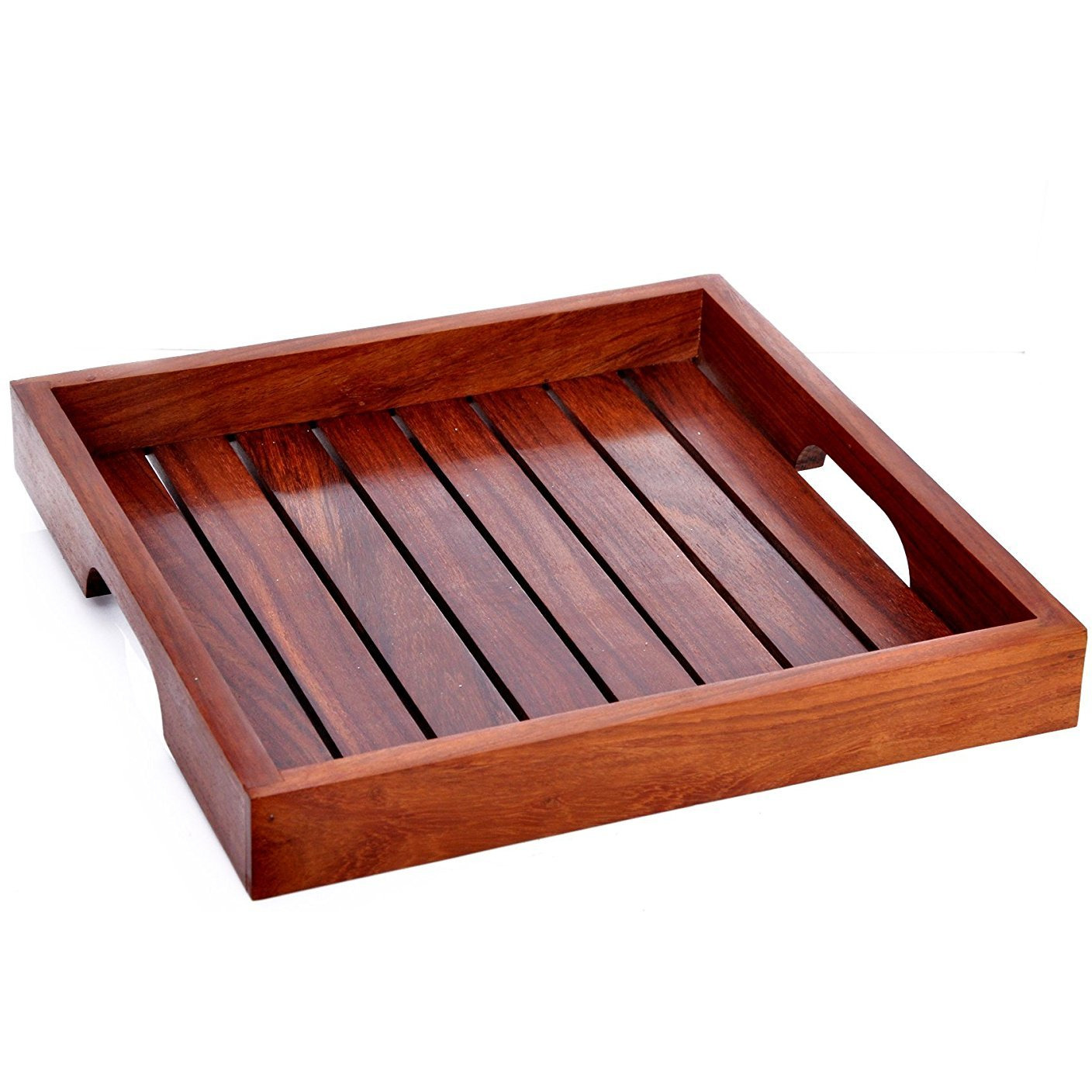 Winmaarc Handmade Wooden Serving Tray for Dining Tableware, Table Dcor, Kitchen Serveware Accessory, Breakfast Coffee Tray, Butler Serving Trays Set of 3