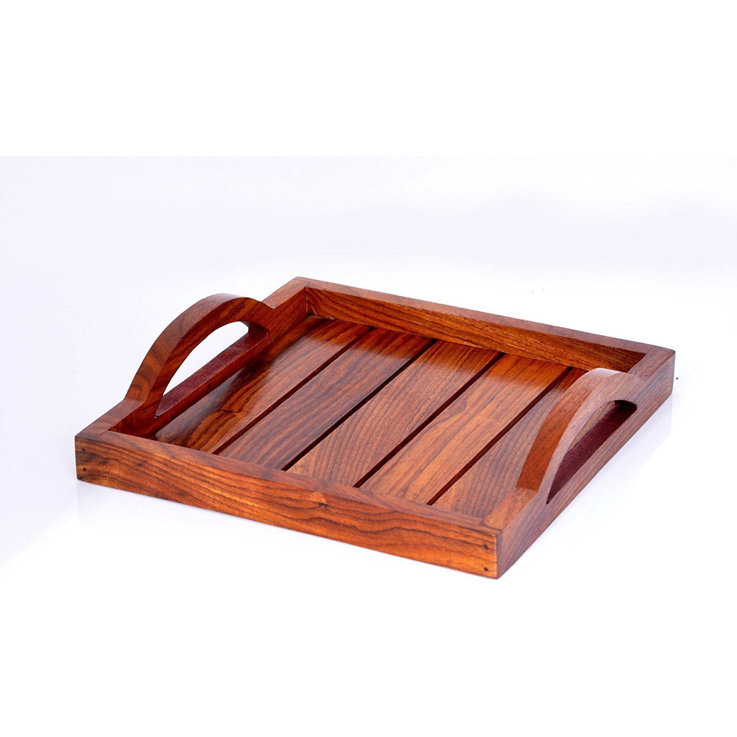 Winmaarc Handmade Wooden Serving Tray for Dining Tableware, Table Dcor, Kitchen Serveware Accessory, Breakfast Coffee Tray, Butler Serving Trays 8x8 inch
