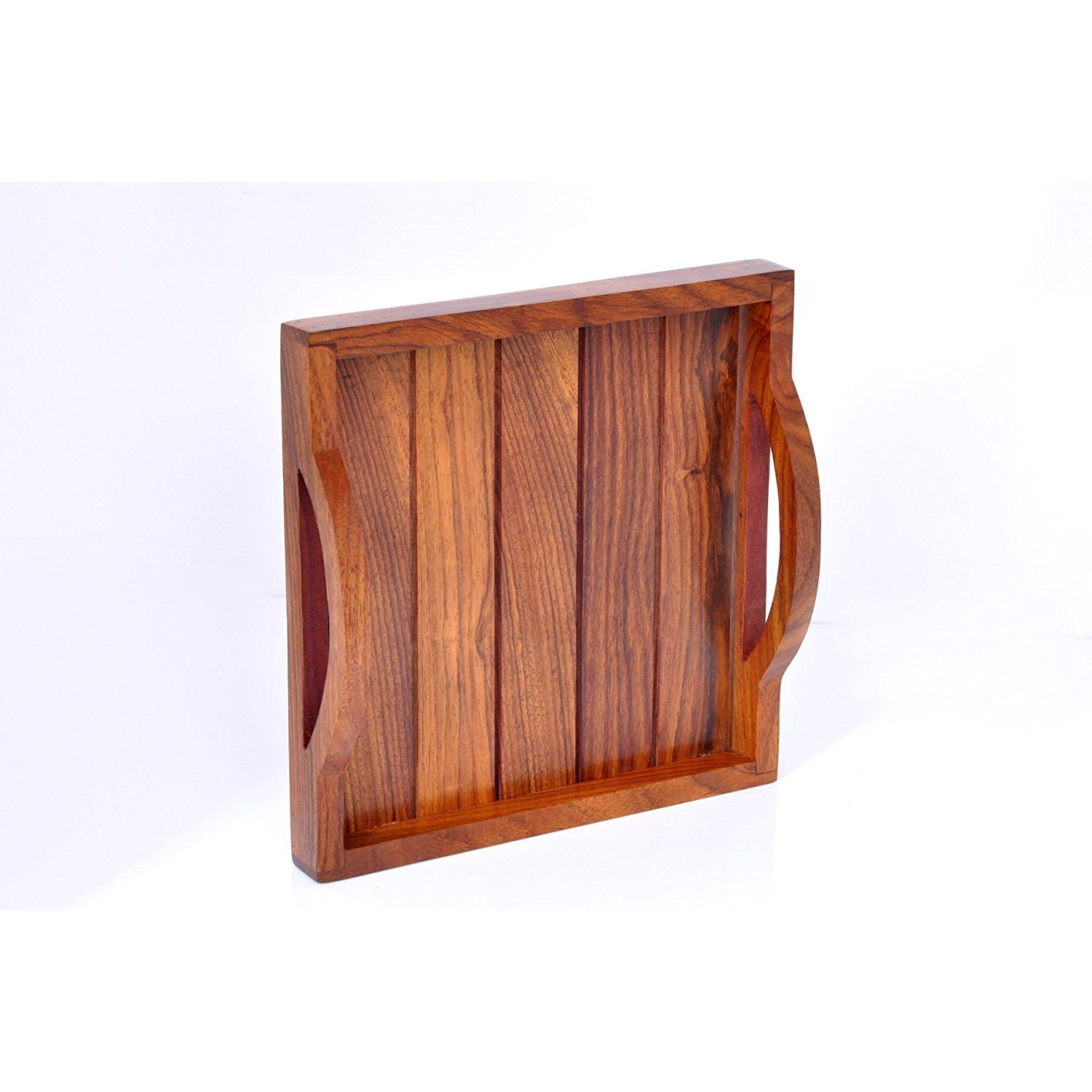 Winmaarc Handmade Wooden Serving Tray for Dining Tableware, Table Dcor, Kitchen Serveware Accessory, Breakfast Coffee Tray, Butler Serving Trays 8x8 inch