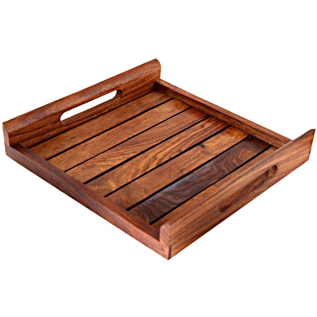 Winmaarc Handmade Wooden Serving Tray for Dining Tableware, Table Dcor, Kitchen Serveware Accessory, Breakfast Coffee Tray, Butler Serving Trays 10x10 inch