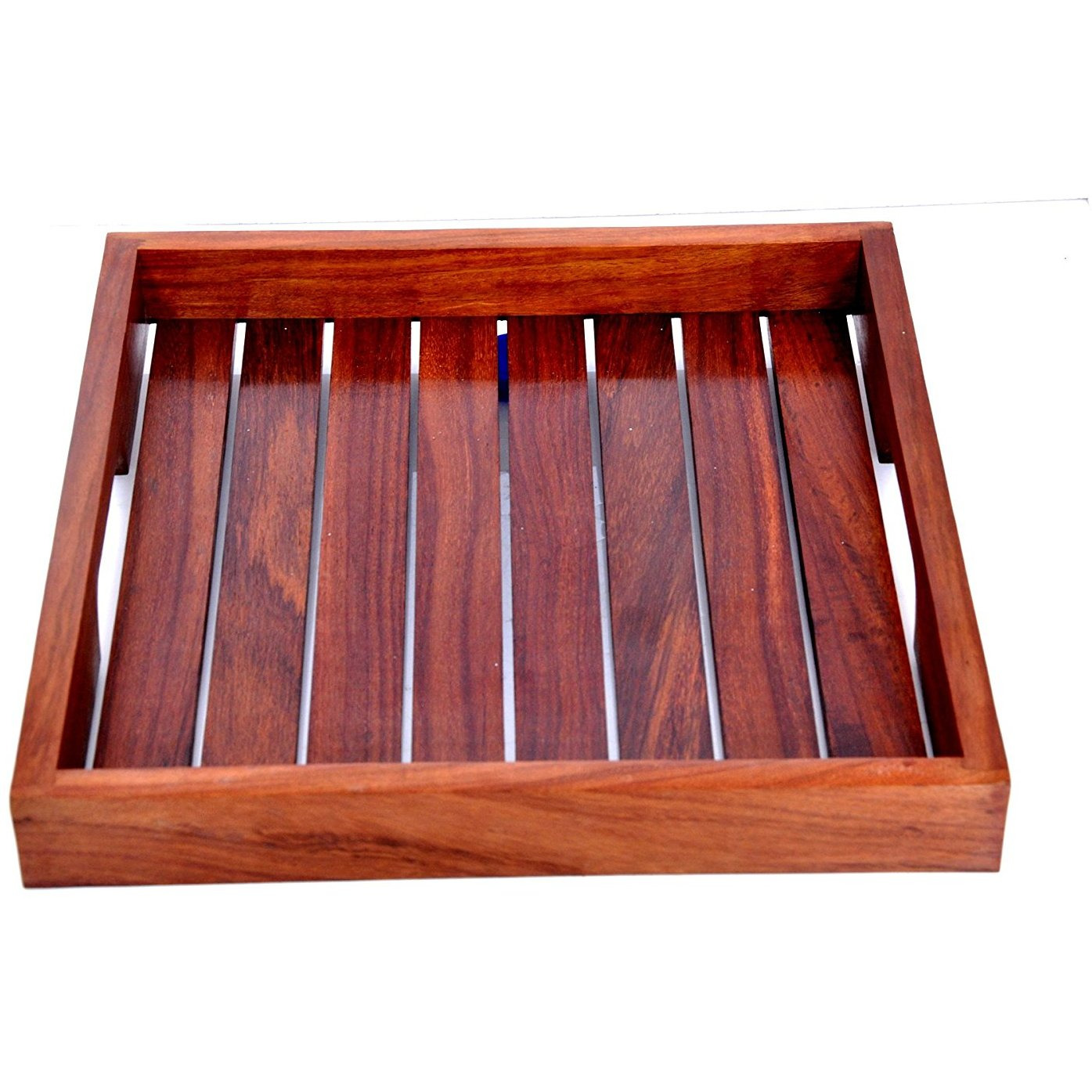 Winmaarc Handmade Wooden Serving Tray for Dining Tableware, Table Dcor, Kitchen Serveware Accessory, Breakfast Coffee Tray, Butler Serving Trays 11x11 inch